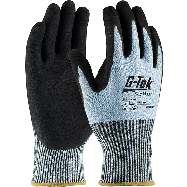 Seamless Knit PolyKor® Blended Glove with Double-Dipped Nitrile Coated MicroSurface Grip on Palm & Fingers
