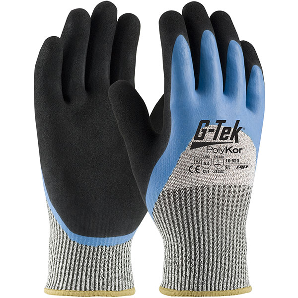 Seamless Knit PolyKor® Blend Glove with Acrylic Lining and Double-Dip Latex MicroSurface Grip on Palm, Fingers & Knuckles
