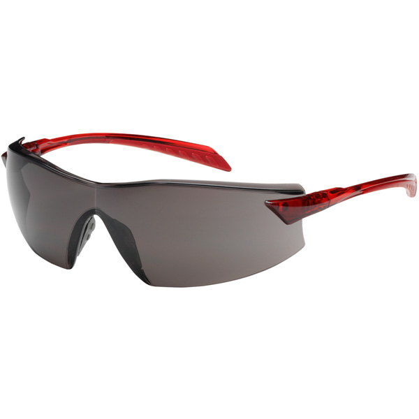 Rimless Safety Glasses with Red Temple, Gray Lens and Anti-Scratch / Anti-Fog Coating