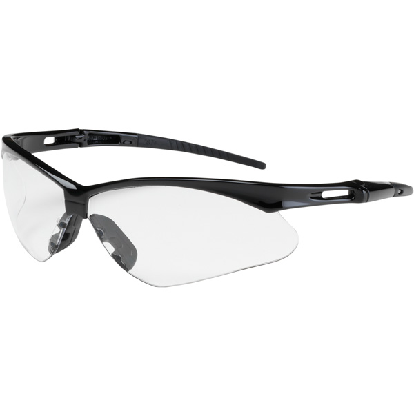 Semi-Rimless Safety Glasses with Black Frame, Clear Lens and Anti-Scratch / Anti-Fog Coating