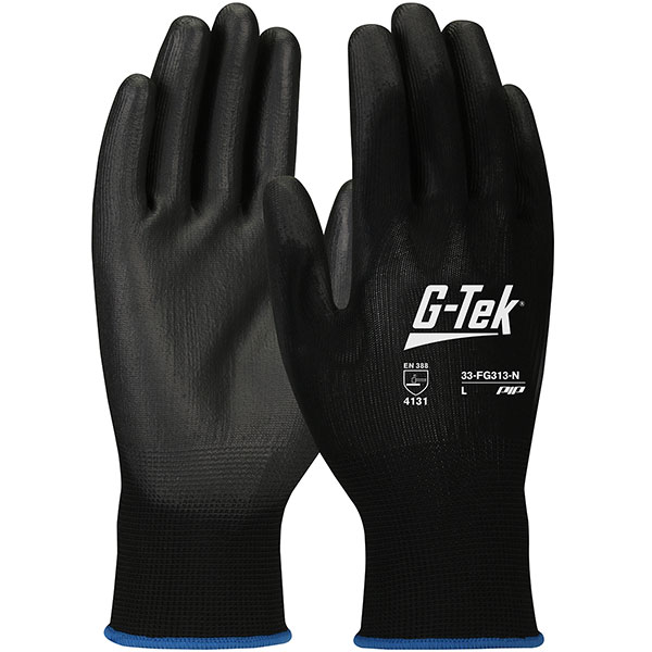 Seamless Knit Polyester Glove with Polyurethane Coated Flat Grip on Palm & Fingers
