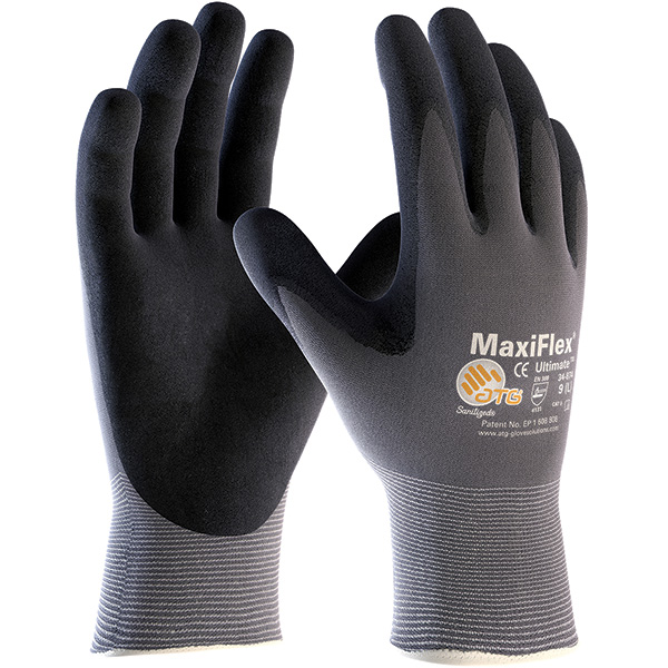 Seamless Knit Nylon/Elastane Glove with Nitrile Coated MicroFoam Grip on Palm & Fingers - Touchscreen Compatible