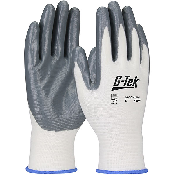 Seamless Knit Polyester Glove with Nitrile Coated Smooth Grip on Palm & Fingers