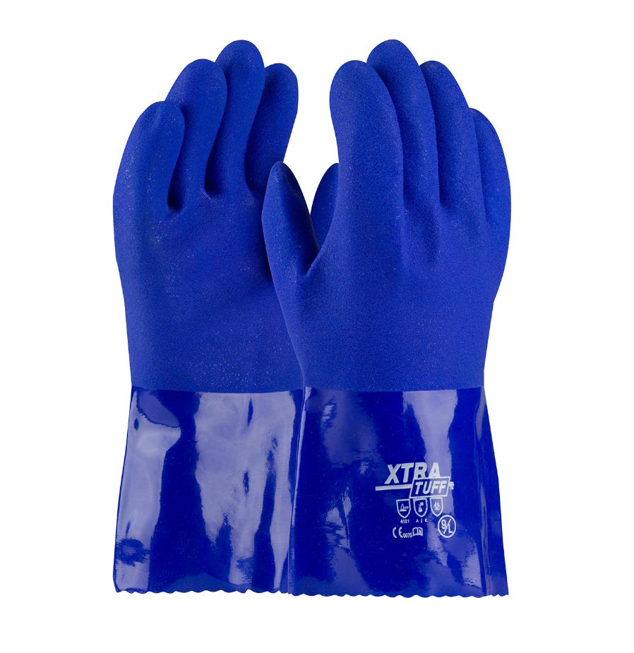 Oil Resistant PVC Glove with Seamless Liner and Rough Coating - 10"