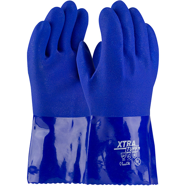 Oil Resistant PVC Glove with Seamless Liner and Rough Coating - 12"