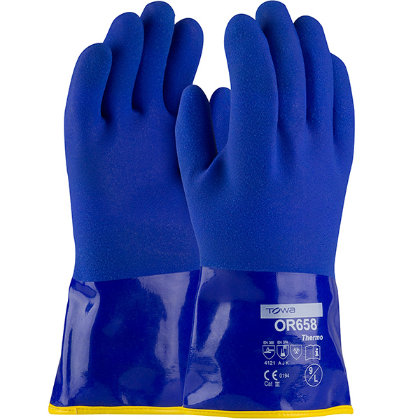 Cold Resistant PVC Glove with Detachable Acrylic Liner and Sandy Coating - Insulated & Waterproof