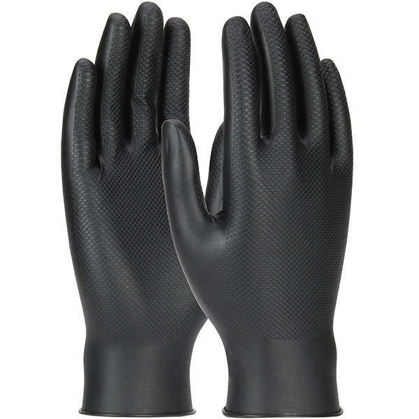 Extended Use Ambidextrous Nitrile Glove with Textured Fish Scale Grip - 6 Mil