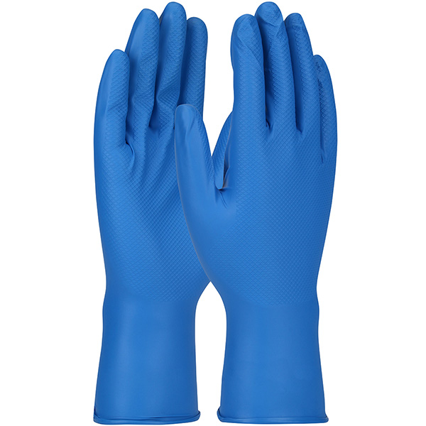 Extended Use Ambidextrous Nitrile Glove with Textured Fish Scale Grip - 8 Mil - Bagged
